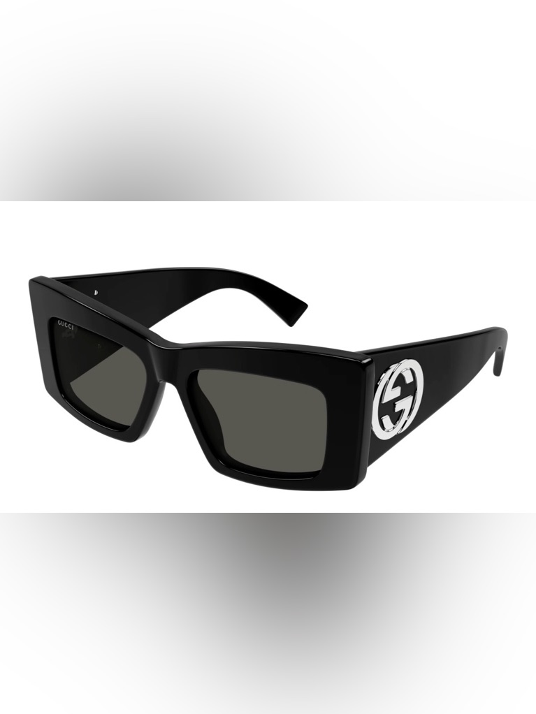 Gucci Gg1842s-001 Square Black Women Sunglasses / Gradient Grey Lens 53-17-140